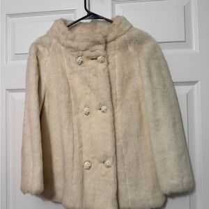 Styled by Winter Luxurious Cream Faux Fur Pea Coat